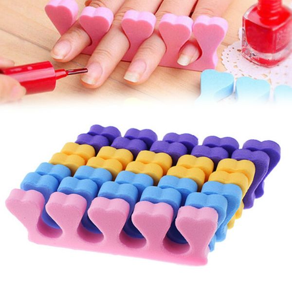 300 pezzi / lotto spugna manicure pedicure morbido chiodo forma distanziatore nail art separatore dita dei piedi colore casuale