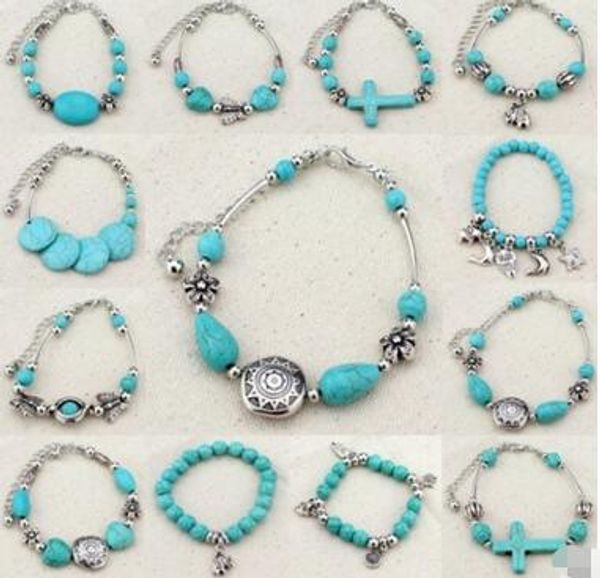 

мода подвески регулируемый тибетский серебряный бирюзовый бисером браслет браслет женщин браслет ювелирные изделия бесплатная доставка, Black