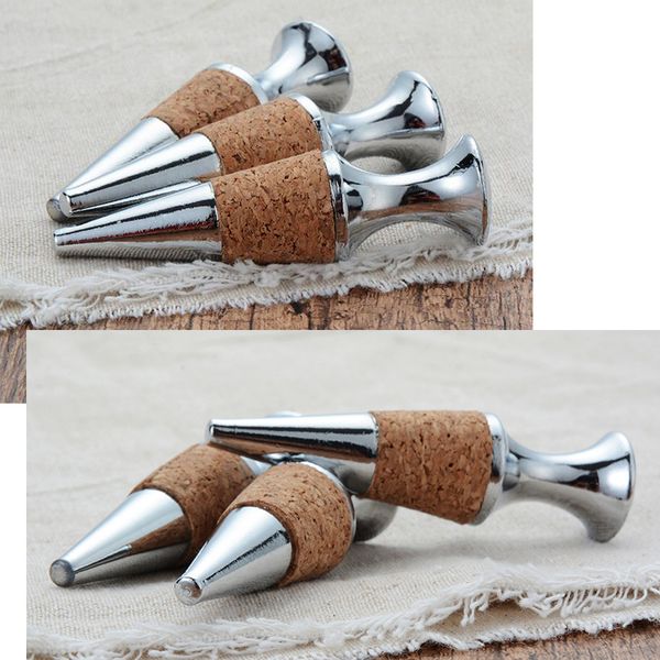 

reusable zinc alloy wood cone shaped wine ser, beer soft drink wine bottle ser sealer for home bar party