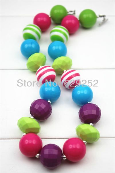 

10pcs lot chunky necklace- bright rainbow acrylic beads chuncky necklace girl necklace for kids cb118
