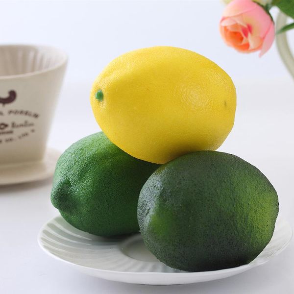 

wholesale-1pc lifelike simulation large lemons decorative plastic solid artificial fruit cabinet home decor party fake fruit model mold