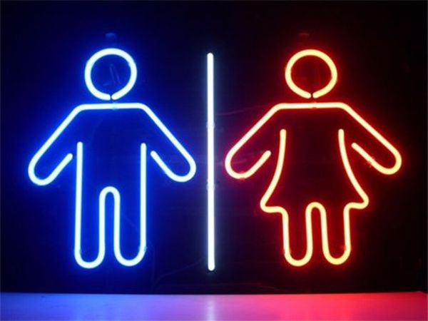 

17"x14" wc restroom toilet sign true glass tube neon light beer bar pub club display sign wall lighting