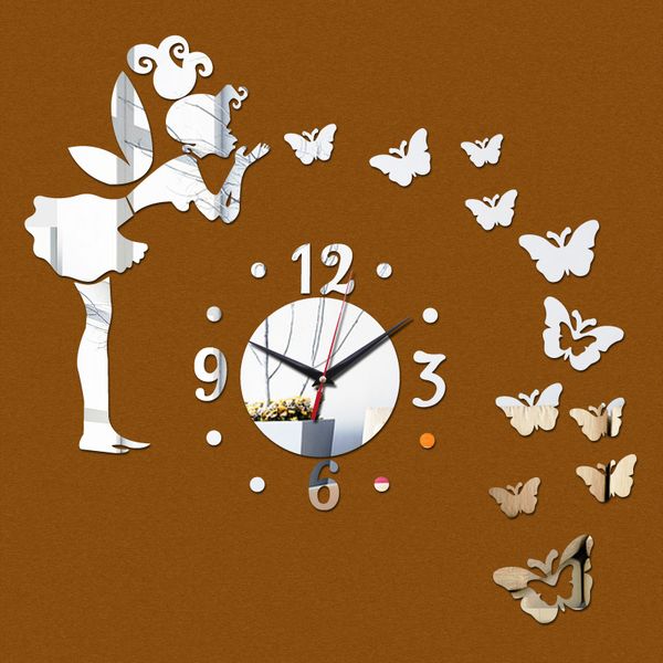 

wholesale- 2017 sale acrylic wall sticker mirror stickers still life adesivo de parede diy home decor butterfly horse wall clock p wall