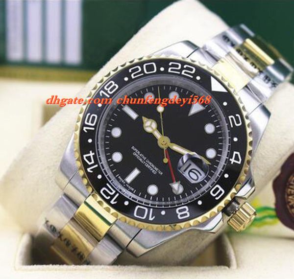 

fashion luxury wristwatch new ii 2 tone 116719 black ceramic bezel automatic movement men watches quality, Slivery;brown