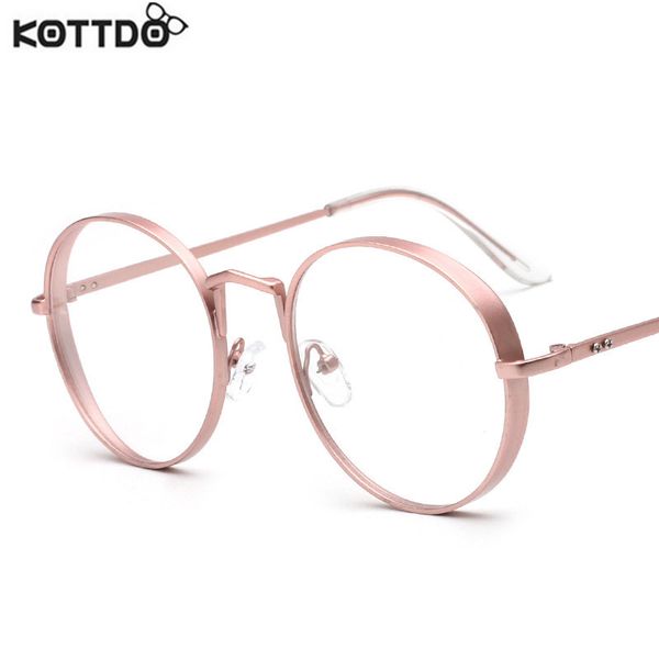 

wholesale- kottdo 2017 women glasses frame fashion men brand designer eyeglasses frames titanium optical frames eyewear round vintage lens, Silver