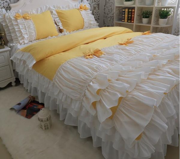 Korean Princess Luxury Princess Yellow White Cotton Twill Princess