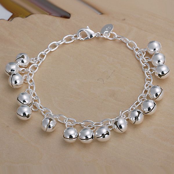 

wedding jingle bracelet 925 silver charm bracelet 20cm dfmwb056,women's sterling silver plated jewelry bracelet, Golden;silver