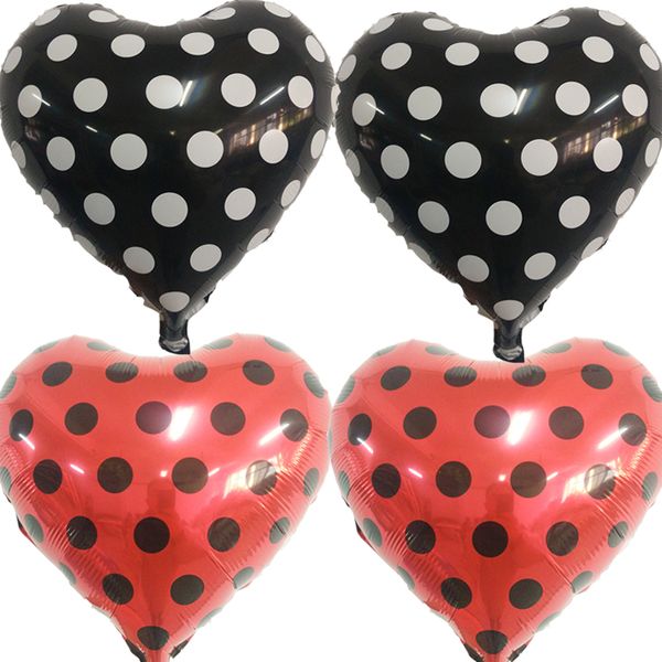 

Ladybug Dot heart foil balloons 18inch 100pcs red and black globos wedding birthday party decorations kids Anniversary supplies