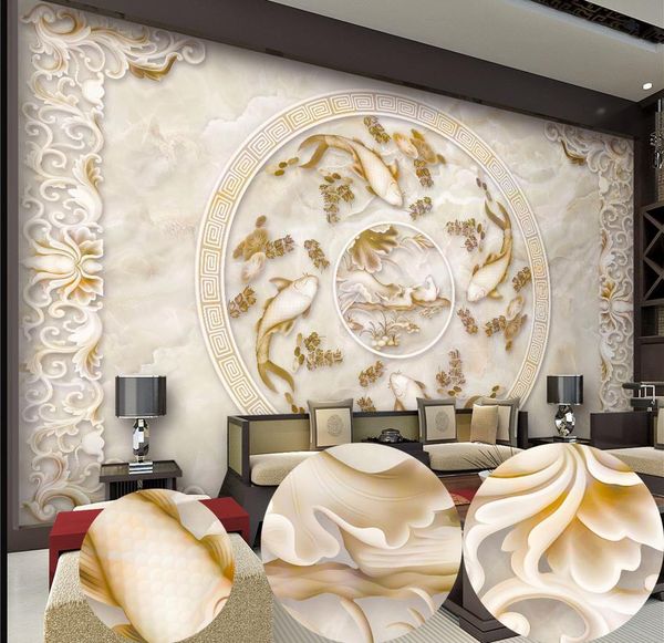

new custom 3d beautiful lotus pattern marble relief tv sofa background wall mural 3d wallpaper 3d wall papers for tv backdrop