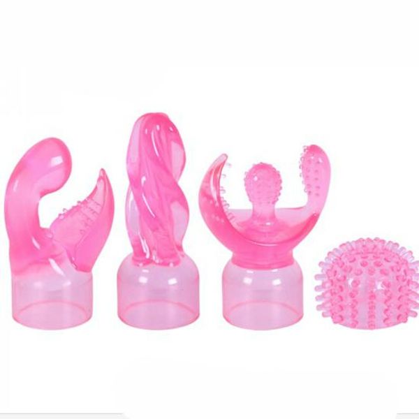 Atacado-4 pedaços feminino adulto silicone produto mágico acessório av haste vibrador acessórios de vibrador massageador cabeça boné brinquedos sexuais para mulher