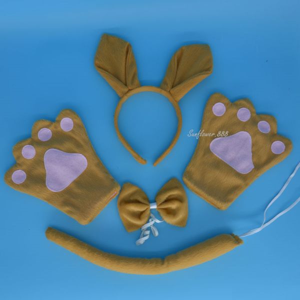 

Животных уха кенгуру оголовье лапы перчатки хвост галстук необычные платья костюм косплей для детей партии аксессуар