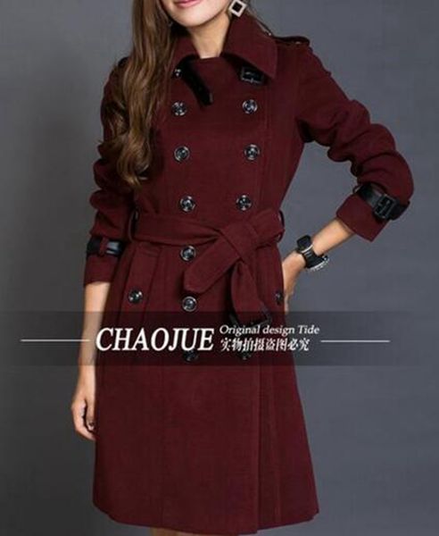 

women fashion han edition fine spring british elegant double-breasted plus-size windbreaker cloth coat / s-4xl, Black