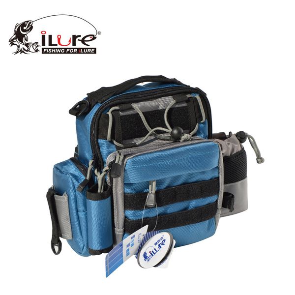 

wholesale- brand ilure portable canvas fishing bag lure waist pack multifunctional pole package sea fishing tackle bag with bottle pouch