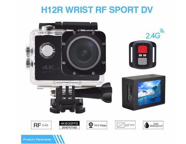 RF 2.4 дистанционного управления 4K камера Wi-Fi 2.0 '' 30FPS SPORT DV H12R 30M Водонепроницаемый Дисплей Дисплей прекрасной розничной упаковки