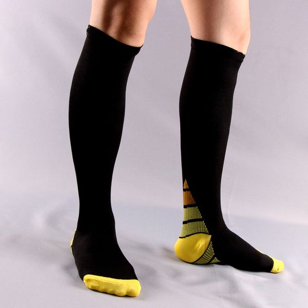 

new fashion new men compression socks fit breathable long socks for male travel boost stamina flexible long sock hot, Black