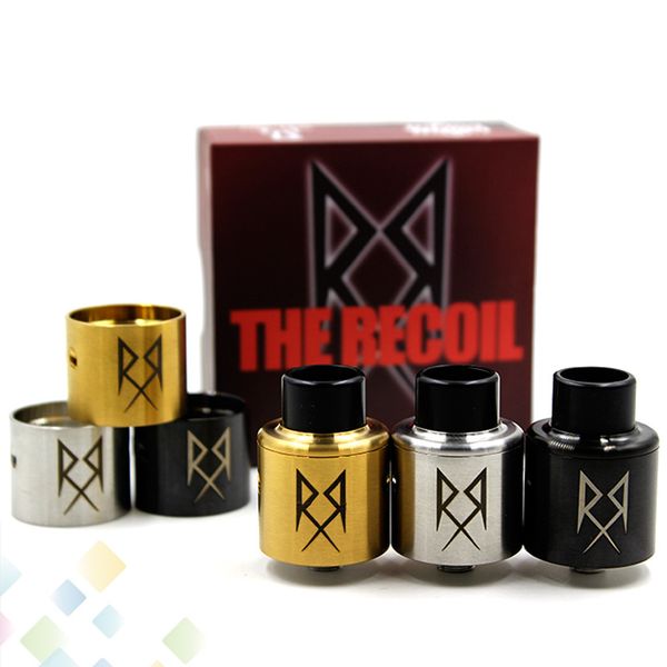 

The Recoil RDA 24MM 304 Stainless Steel Electronic Cigarette Rebuildable Dripping Atomizers 3 Colors Peek insulators fit 510 Mod DHL Free