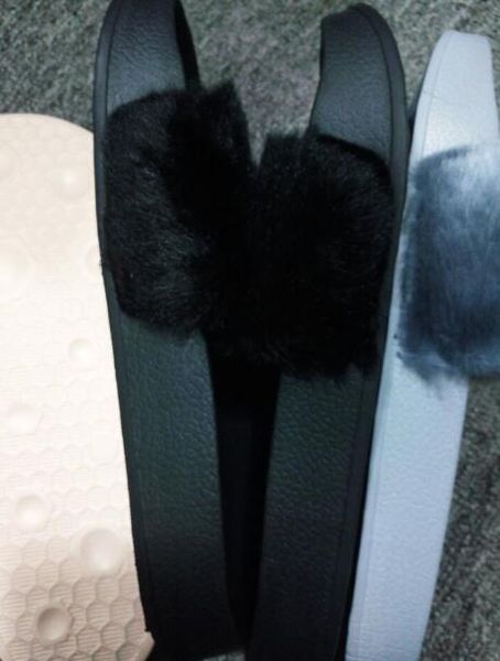 

2018 rihanna fenty slippers,fenty leadcat fur slide slippers, sandals dust bags+ box, Black