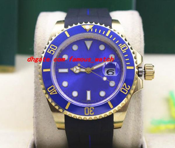 

luxury 116618 rubber bracelet blue ceramic 40mm automatic movement mechanical men watches new arrival, Slivery;brown