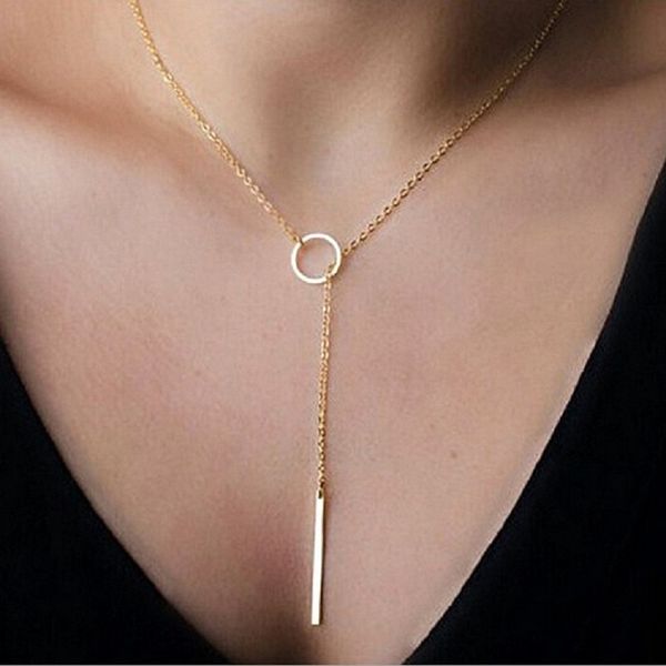 

wholesale 8 styles simple chain metal circle short paragraph pendant necklaces beautiful necklaces womens jewelry ing, Silver
