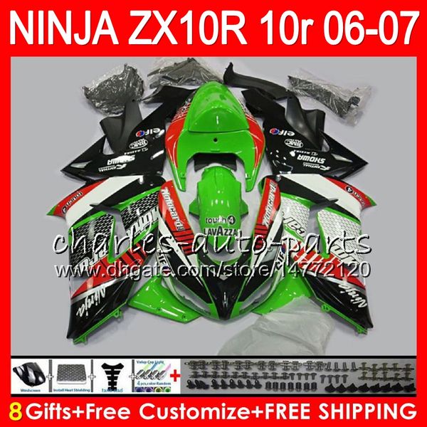 

8gift 23color body for kawa aki ninja zx 10 r zx10r 06 07 04 05 39hm8 zx 10r zx1000 c zx1000c 06 zx 10r 2006 2007 green black fairing kit