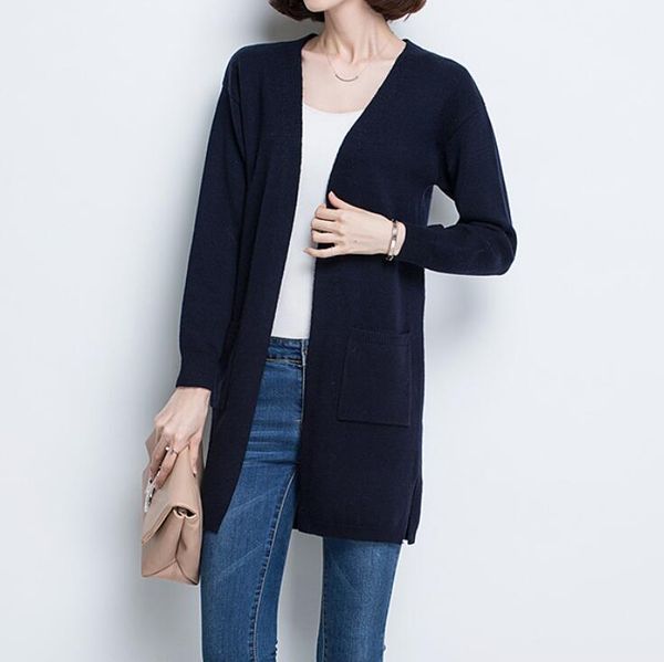 

women's long knitted cardigans long sleeve v neck long sleeve sweaters with pockets loose cardigans casual elegants knit jackets dg, White;black