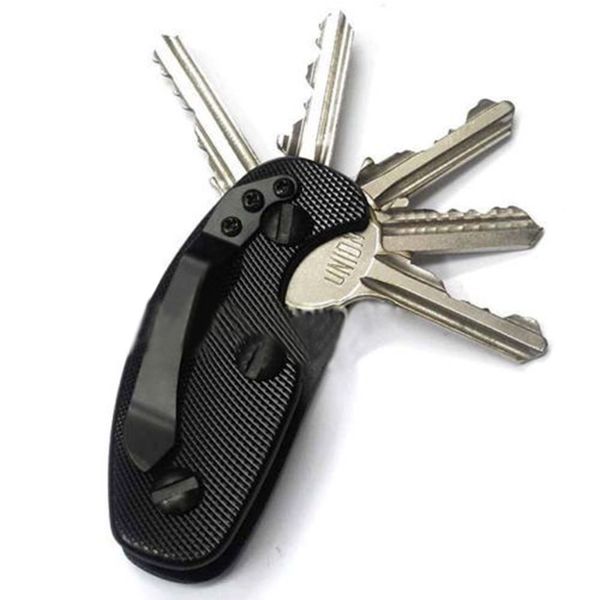 

new style outdoor portable aluminum key holder organizer clip folder key ring key-chain case edc pocket b108q, Silver