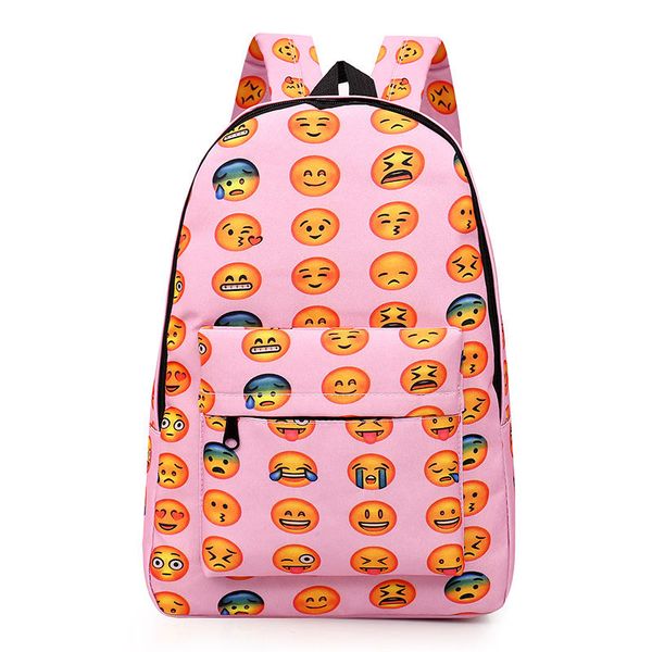 

wholesale- women emoji backpack rucksack girl canvas school bag travel lapbag cartoon satchel