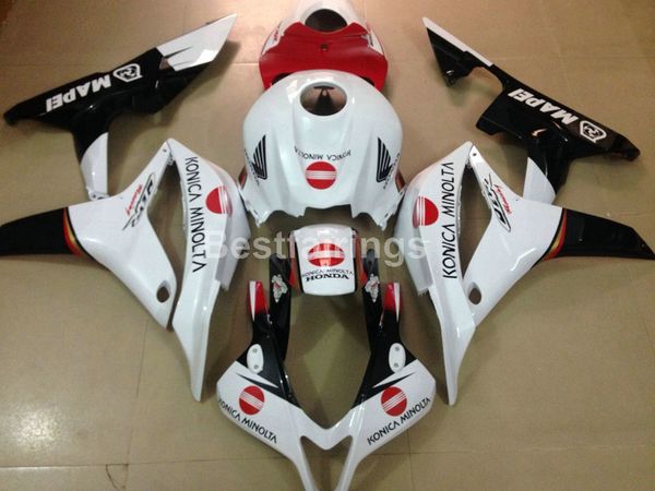 

injection molded 100% fit for honda fairings cbr600rr 07 08 white red black fairing kit cbr 600rr 2007 2008 yt28