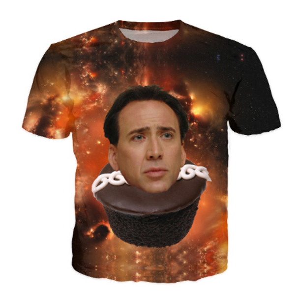 

новейшие модные мужские / женские футболки nicolas cage cupcake galaxy летний стиль смешные мужская 3d печати повседневная футболка aa309, White;black