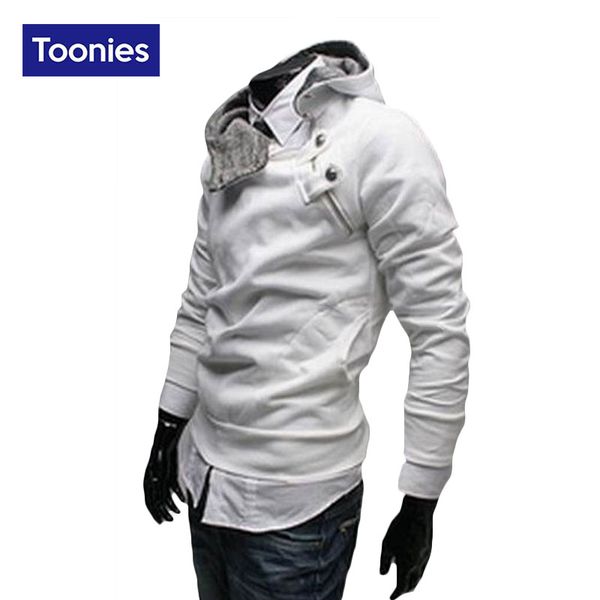 

wholesale-2016 new men's fashion slim sweatshirt autumn men long sleeved turtleneck collar slim hooded male casual autumn hooded, Black