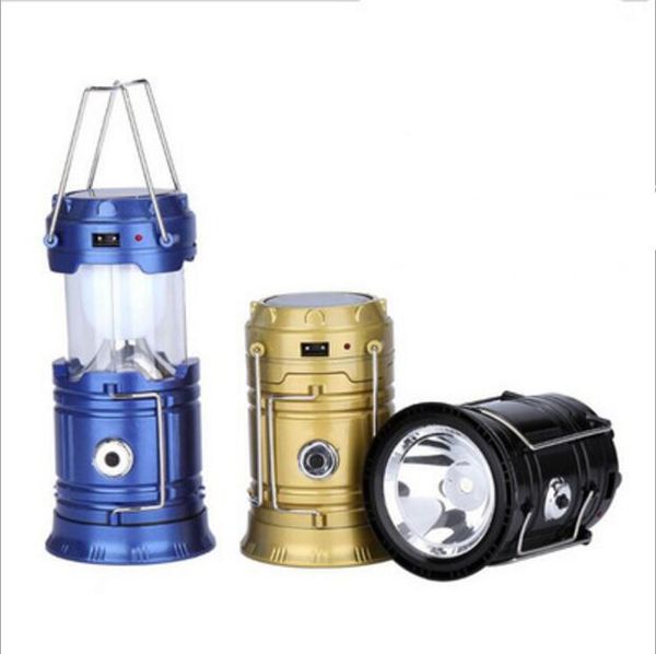 SH-5800T ha condotto la torcia solare portatile di campeggio della lanterna 6LEDs ricaricabile lampada di mano di emergenza della tenda pieghevole chiaro per l'illuminazione esterna