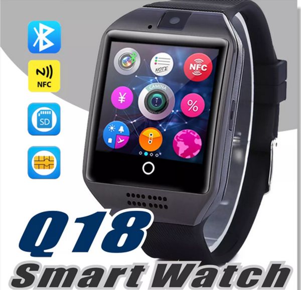 

q18 smart watch bluetooth wearable curved screen support nfc sim gsm facebook camera for android ios phone wristwatch sb-q18
