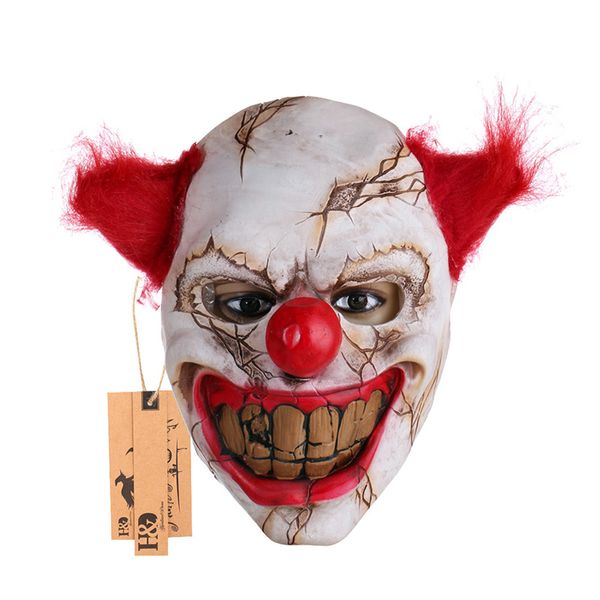 

wholesale- scary clown latex mask big mouth red hair nose cosplay full face horror masquerade ghost party mask for halloween props