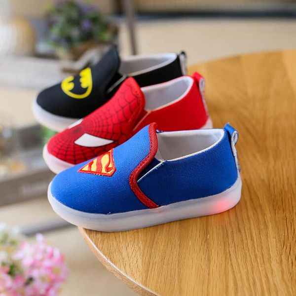 

european fashion children casual shoes cool glowing led sneakers cartoon kids sneakers cute baby girls boys shoes infant tennis, Black;red
