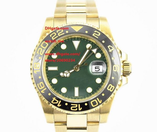 

Luxury AAA Brand Asia 2813 Mechanical Movement 40MM 18kt GOLD GMT with GREEN Index Dial - 116718 Ceramic Automatic Mechanical Mens Watches