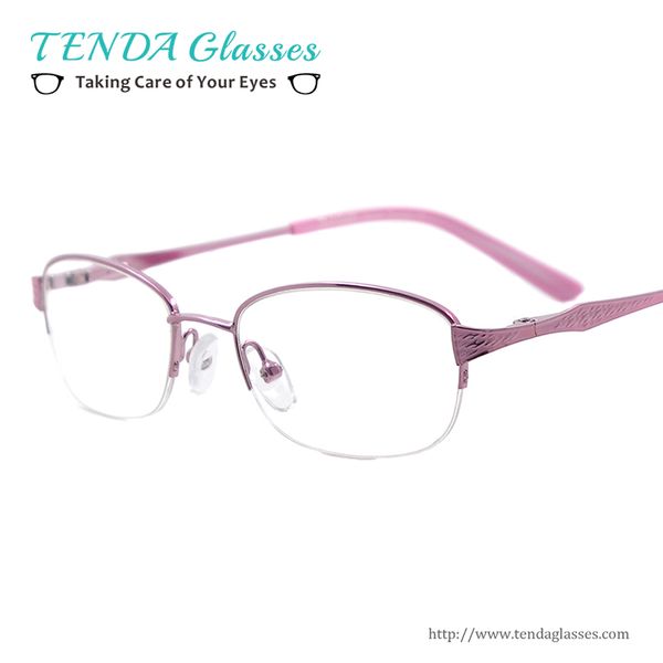 

wholesale- women eyeglasses frame half rim metal oval spectacles for prescription lenses of myopia reading multifocal, Silver