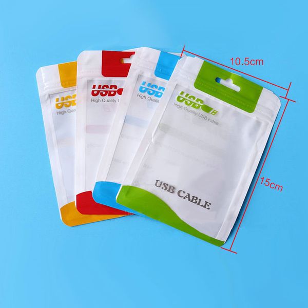 

15*10.5 14*8cm zipper plastic retail bag package hang hole poly packaging for usb cable poly opp packing bag