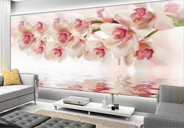 Sonho Orquídea Flor Modern Simples Mural Pano de Fundo papel de parede 3d papel de parede 3d papéis para tv pano de fundo