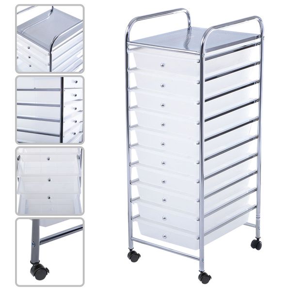 

10 drawer rolling storage cart scrapbook paper office school organizer clear