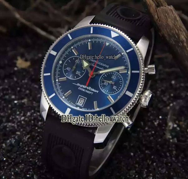 

superocean heritage chronograph 44 black dial a2337024 vk quartz mens watch rubber strap sport gents new watches, Slivery;brown