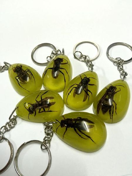 

18 pcs yqtdmy fashion jewelry real bee style keychain, Slivery;golden