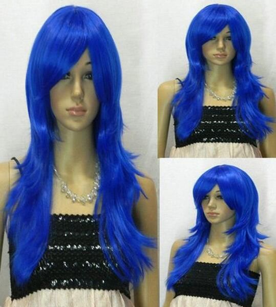 

gt;>> new cosplay long blue women's wig, Black;brown