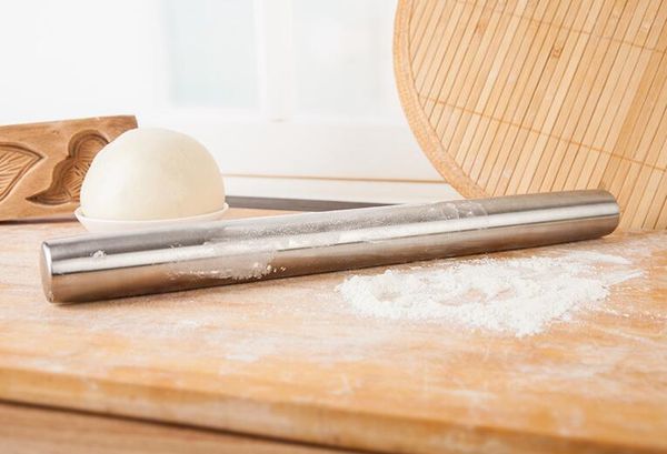 

stainless steel fondant rolling pin baking rough clay pizza pasta roller non stick cake accessories