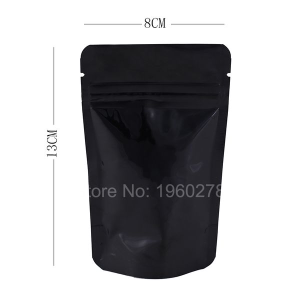 

8x13cm(3x5in) 100 шт. сверхмощный 5 MIL алюминиевая фольга встать zip lock сумки ясно /черный zipl