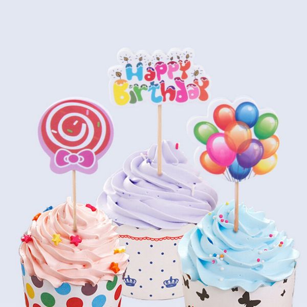 

wholesale- 12pcs/lot them rainbow with balloons flag with paper straw cake er birthday cake accessories party supplies