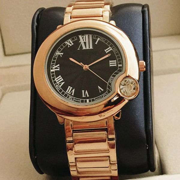 

платье дамы роскошные часы женщины топ марка римские цифры циферблат золотые часы полный нержавеющей стали группа кристалл аналоговые кварце, Slivery;brown