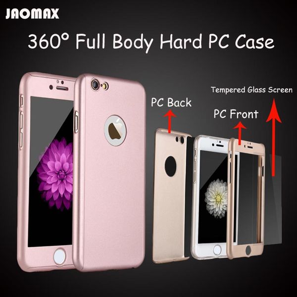 Luxus Rose Gold stoßfest 360 Deagree Ganzkörper harte PC-Hülle für iPhone 6 6S 7 Telefon Capa mit gehärtetem Glas Displayschutzfolie