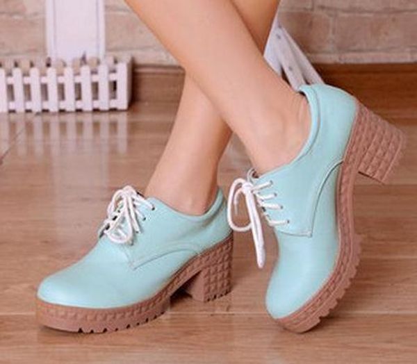 

women's shoes in spring and autumn high coarse heel round head@465, Black
