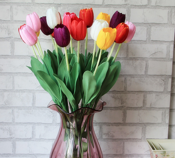 

single-branch tulip simulation flower wholesale factory direct living room decoration fake flower foreign trade table set artificial