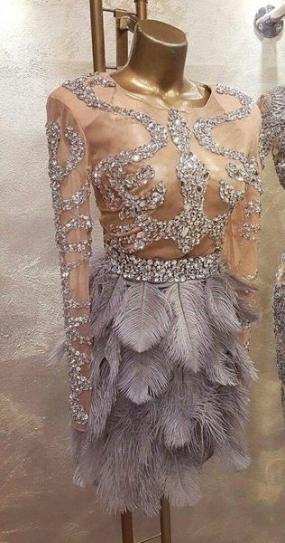 

great gatsby вечернее платье платье знаменитости страус с длинными рукавами кристаллы yousef aljasmi ким кардашин labourjoisie пром платья, Black
